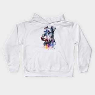 Rainbow Schnauzer Watercolor Art Kids Hoodie